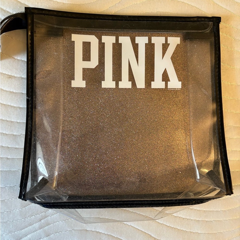 VS PINK zipper close plastic storage pouch